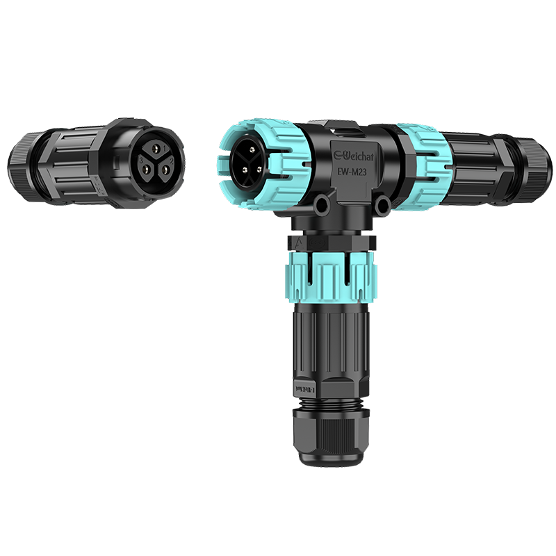 M23MF-T型3芯线对线延长免焊接电源30A防水连接器