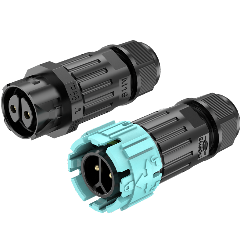 M19型2芯20A线对线款电源对接防水连接器