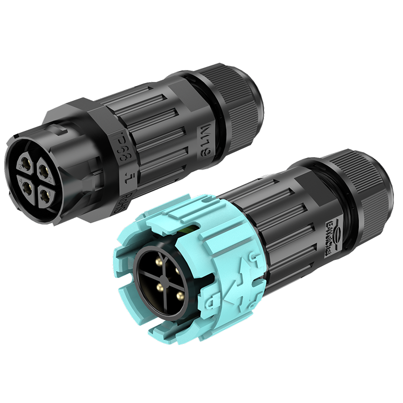 M19型4芯16A线对线款电源对接防水连接器