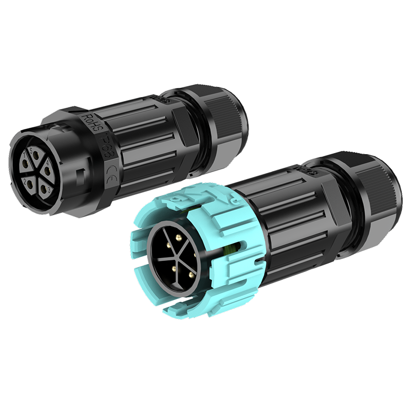 M23型5芯16A线对线款电源对接防水连接器