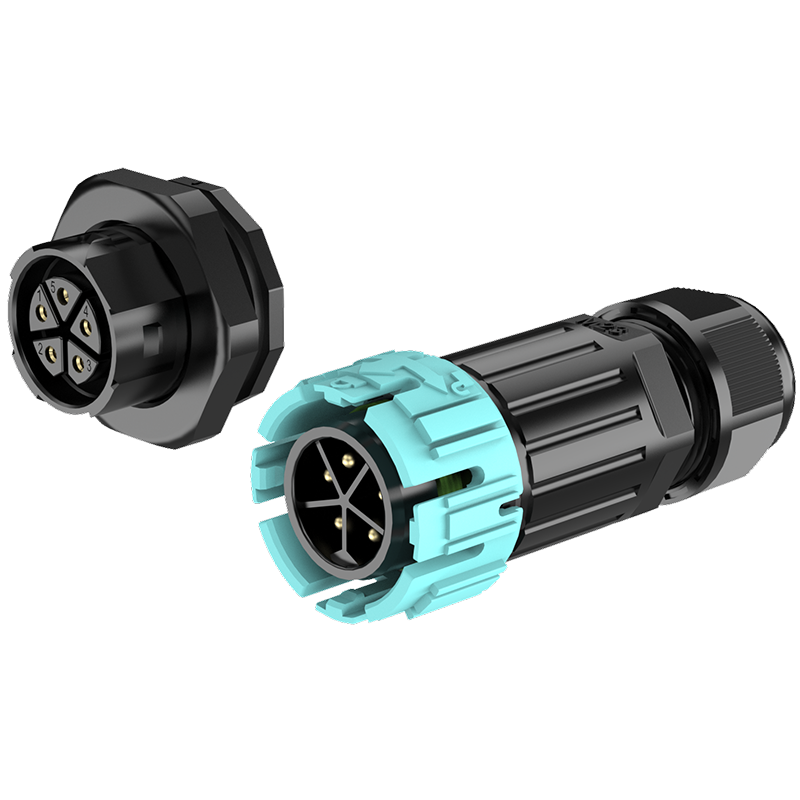 M23型5芯16A前置面板款电源对接防水连接器